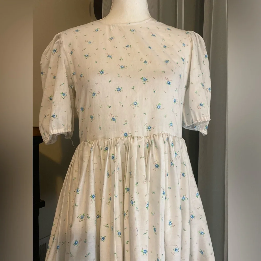 Vintage 70’s handmade prairie puff sleeve mini dress - Picture 4 of 8